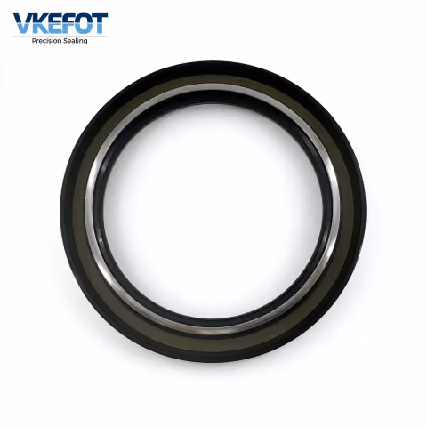 VKEFOT 112x150x15 mm NBR rotary shaft seal, rear view with dust lip and spring