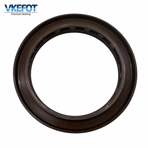 VKEFOT 100x130x15 mm wheel hub oil seal in NBR, angled view showing the bore and the case depth
