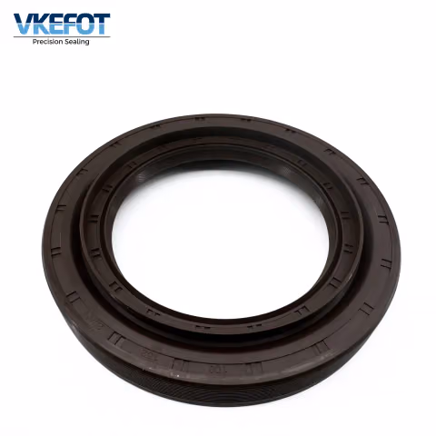 VKEFOT 100x152x20/24 mm differential oil seal in NBR, front view showing the brown rubber body and the notched outer dia