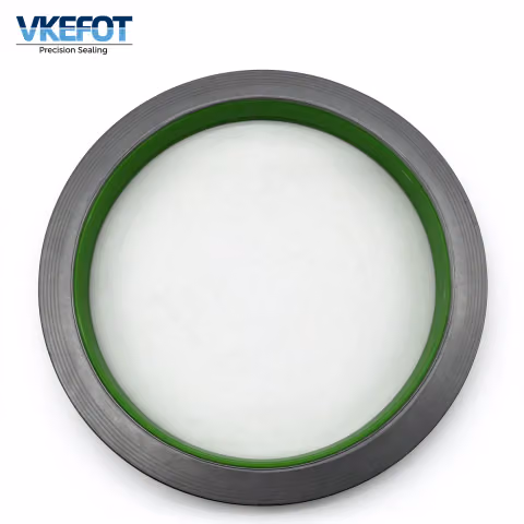 VKEFOT 132x160x12.8/15 mm rear crankshaft oil seal, angled view showing the bore, the case and the lip
