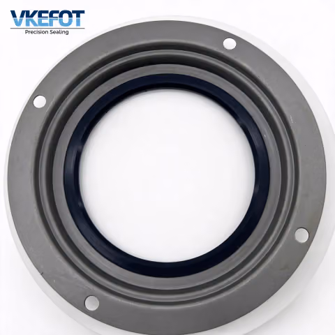 VKEFOT 132x179.5/214x30.5 mm flanged truck wheel hub oil seal, angled view showing the 132 mm bore and the lip