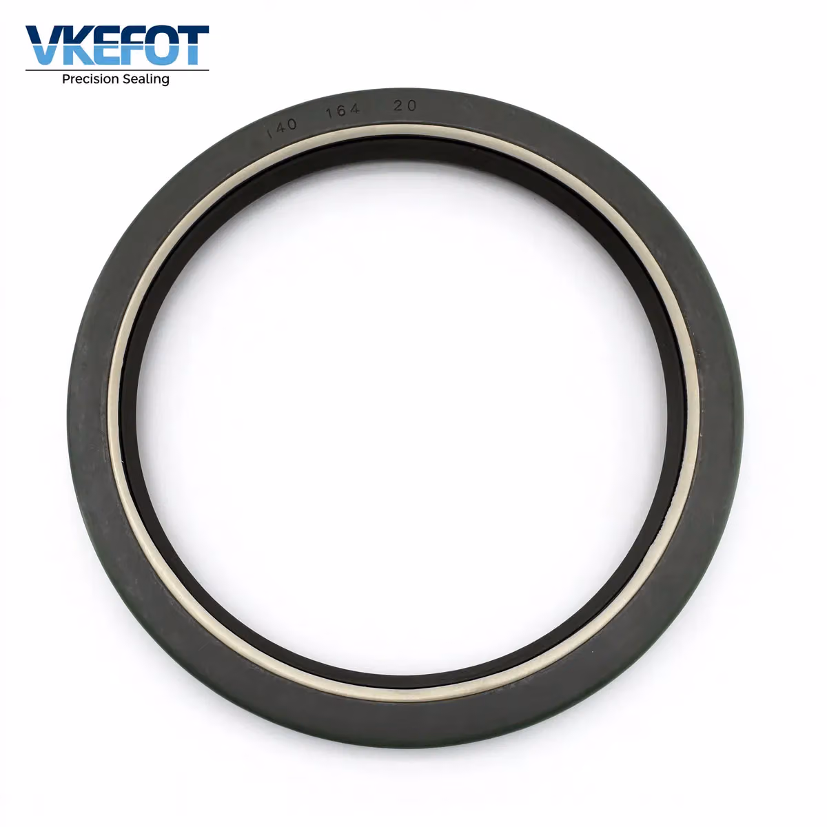 VKEFOT 140x164x20 mm truck wheel hub oil seal, NBR, front view showing the case face and the sealing lip