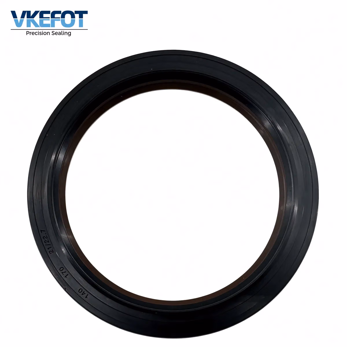 VKEFOT 140x170x21/22.7 mm wheel hub oil seal for construction machinery, NBR, front view showing the outer body