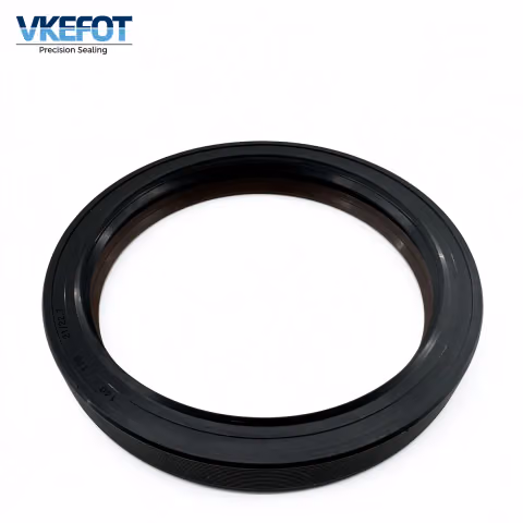 VKEFOT 140x170x21/22.7 mm wheel loader hub oil seal, front view showing the black outer body and the brown sealing lip