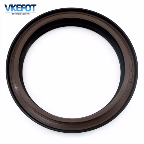VKEFOT 140x170x21/22.7 mm wheel loader hub oil seal, angled view showing the bore and the case