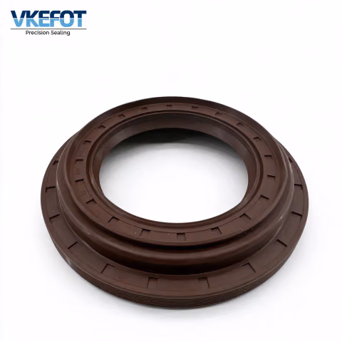 VKEFOT 72x122x11/23.5 mm differential oil seal, front view showing the brown lip, spring and body ribs