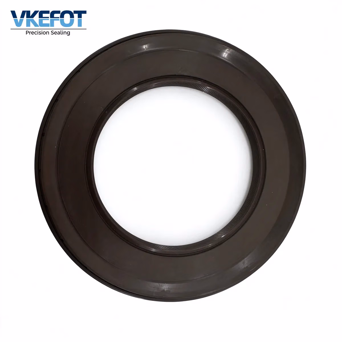 VKEFOT 90x145x10/15 mm wheel hub oil seal in NBR, front view showing the rubber-covered body