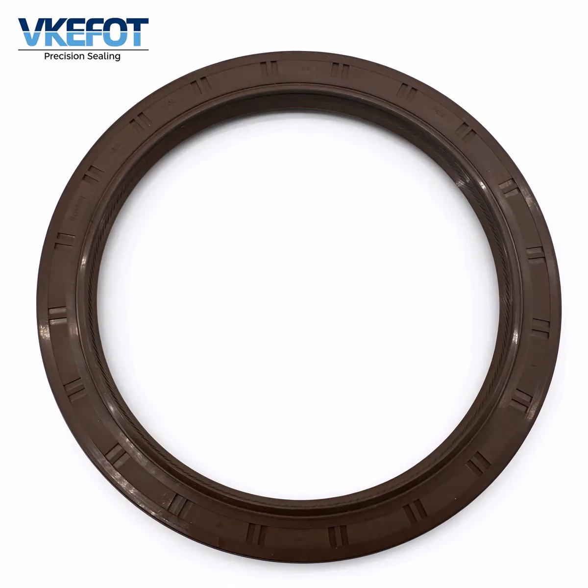 VKEFOT 130x160x14 mm HTC rotary shaft oil seal in NBR, front view showing the threaded inner lip