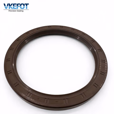 VKEFOT 130x160x14 mm HTC rotary shaft oil seal, front view of the threaded inner lip and outer rib pattern