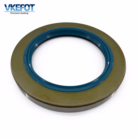 VKEFOT 90x130x13 mm TA rotary shaft oil seal, front view of the blue sealing lip and metal case