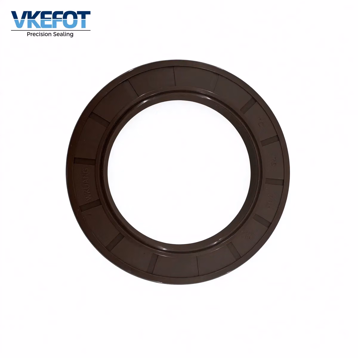 VKEFOT 75x110x13 mm FKM high temperature oil seal, front view of the brown sealing lip