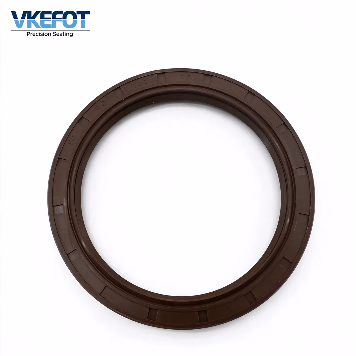 VKEFOT 80x100x10 mm rotary shaft oil seal in brown NBR, front view of the lip