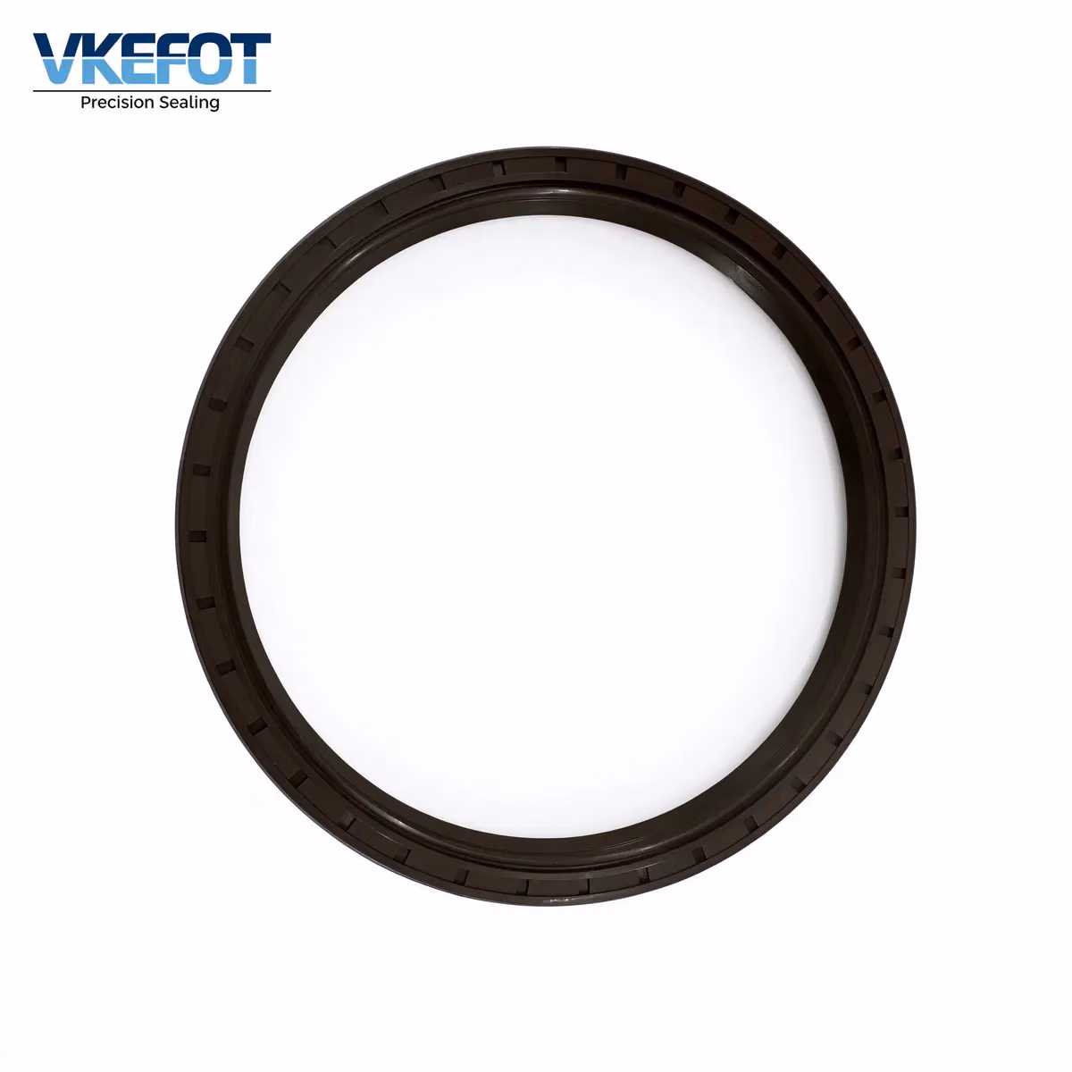 VKEFOT 136x156x14 mm threaded TG oil seal in brown NBR, front view of the sealing lip