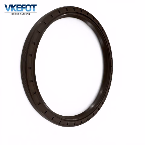 VKEFOT 136x156x14 mm TG threaded oil seal in brown NBR, front view of the lip and case